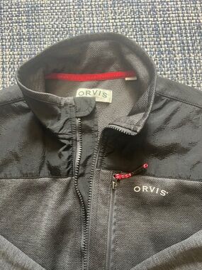Orvis Black and Gray Lightweight Shirt Jacket with Red Accents